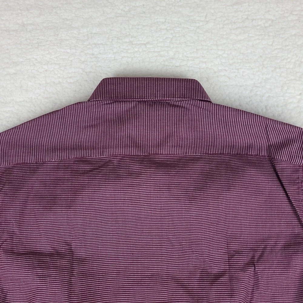 Banana Republic Shirt Mens Large Dark Red White Non Iron Tailored Slim Button Up